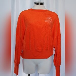 NWT Women’s Orange Terry Cloth Crewneck Sweatshirt – Size Large